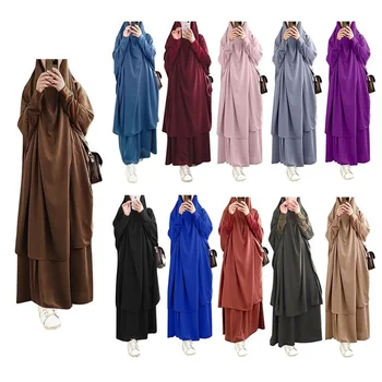 Bayram Kapşonlu Müslüman Kadınlar Başörtüsü Elbise Namaz Konfeksiyon Jilbab Abaya Uzun Khimar Ramazan Elbisesi Abayas Etek Setleri İslam Giyim Peçe