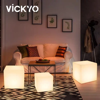 VICKYO Led gece lambası şarj edilebilir Su geçirmez Küp Şekli Renk Değiştiren atmosfer ışıkları açık avlu Bar dekoratif