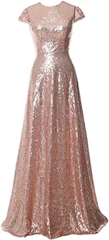 ANGELSBRIDEP Gül Altın Uzun Akşam Partisi Törenlerinde Vestidos De Festa Sparkly Payetli Kat-Uzunluk Örgün Ünlü Balo Elbise