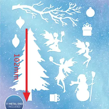 Noel Kış Elf Hediye Ağacı Şube Kardan Adam Çerçeve Kesme Ölür DIY Kartları Fotoğraf Albümü Yapma Scrapbooking Kabartma Cut Kalıplar