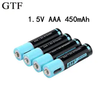 GTF 100 % kapasiteli 1.5 V AAA Pil 450mAh USB şarj edilebilir pil 1.5 V 675mwh Uzaktan Kumandalı Oyuncaklar İçin AAA piller