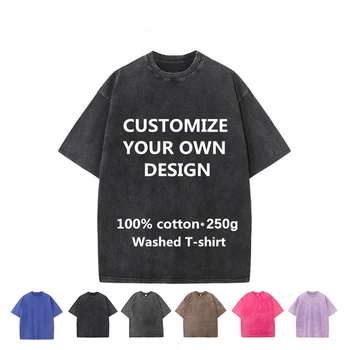 Asit Yıkama Tshirt Özelleştirmek Pamuk Yıkanmış Yıpranmış Tee Kadın T-Shirt Erkekler Tasarım Marka Logosu / Resim / Metin Özelleştirme DIY Üst Tee