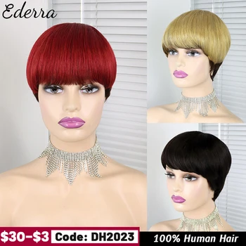 Doğal Renk Kısa Bob düz insan peruk Siyah Kadınlar için Patlama ile Brezilyalı Bakire Saç Peri Kesim Peruk ucuz insan saçı peruk