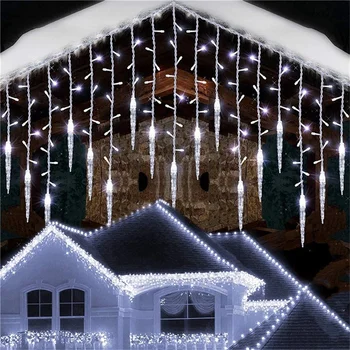 Yaratıcı 3.5 M LED Icicle noel Garland perde ışıkları 8 modları su geçirmez peri dize ışık düğün parti için yeni yıl dekor