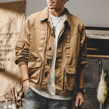 Erkek Sonbahar Gevşek Moda Marka Ceket Yeni Moda Yakışıklı İş Giysisi Ceket erkek Amerikan Ağır Vintage Jean Ceket