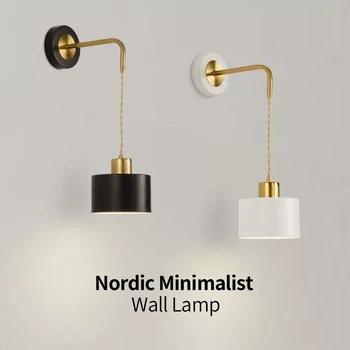 Yatak odası başucu duvar lambası minimalist modern tasarımcı oturma odası kanepe arka plan duvar lambası İskandinav yaratıcı koridor kolye lamba