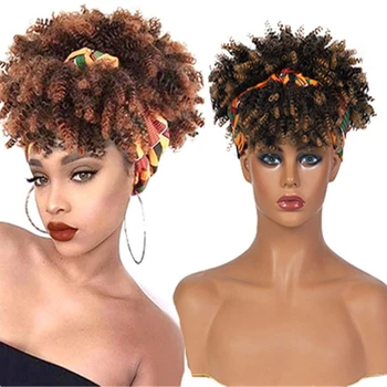 Afro Kıvırcık Saç Bandı Peruk kadınlar için Uygun Kıvırcık Saç patlama 2-in-1 Kafa Bandı Peruk Kafa Bandı