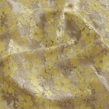 Yumuşak sarı iplik boyalı dantel kumaş gelinlik etek Cheongsam moda kumaş