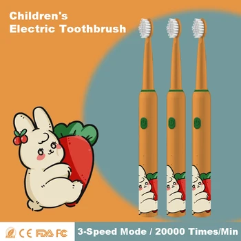 Çocuk Diş Fırçası Elektrikli Sonik Diş Fırçası Çocuklar için Diş Temizleme Beyazlatma 4 Yumuşak Nozul ile 3 Modu Diş Fırçası Çocuklar için