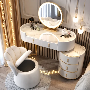 Aynalar Lüks Tuvalet Masası Minimalist Konteyner Çekmece Kahve Depolama Tuvalet Masası Beyaz Meuble De Chambre Modern Mobilya
