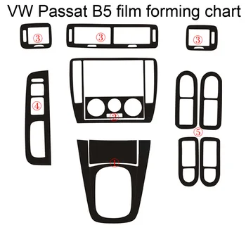 Volkswagen VW Passat için B5 İç Merkezi Kontrol panelli kapı Kolu 3D / 5D Karbon Fiber Etiketler Çıkartmaları Araba Styling Aksesuar