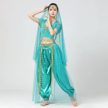 Oryantal Dans Kostümleri Set Kadın Oryantal Dans Kız Oryantal Dansçı Hindistan Oryantal Dans Elbise Bellydance Hint 4 adet / takım