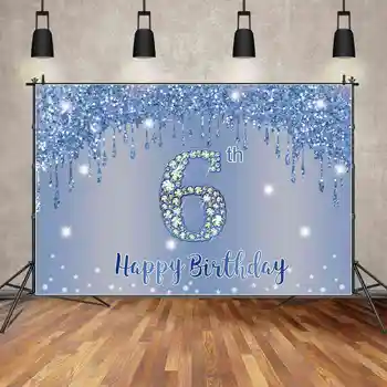 ay.QG fotoğraf arka fonu Mavi Mutlu Doğum Günü Arka Plan Afiş Parti Malzemeleri Özel Bebek Duş Düğün Dekorasyon Standında Sahne