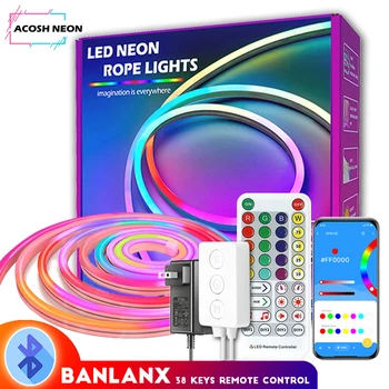 Bluetooth Akıllı RGB Neon şerit aydınlatma 32.8 F / 10M DC LED Su geçirmez ışıklar TV Ruh Light12V Odası Aydınlatma Bandı Dekor Odası İçin
