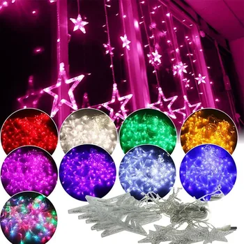 Noel ışıkları AC 220V AB / AU / ABD romantik peri yıldız LED perde dize aydınlatma tatil düğün Garland parti dekorasyon