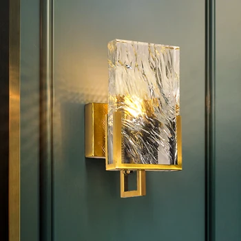 JMZM İskandinav Modern bakır duvar lambası kristal duvar lambası lüks altın kapalı aplik oturma odası merdiven arka plan koridor ışık