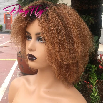 Ombre Kinky Kıvırcık Peruk kıvırcık insan saçı kahküllü peruk Kadınlar İçin Renkli Brezilyalı Saç Peruk T1b 30 99j 150 % Makine Yapımı Peruk