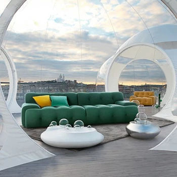 Minimalist Oturma Odası Üç koltuklu Kumaş Kanepe High-end Tasarım Modern Yeşil Uzanmış Tembel Kanepe Lüks Kanepe Kanepeler Mobilya