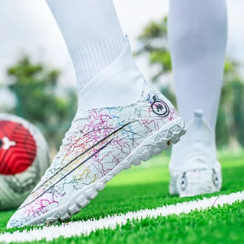 Kaliteli Messi futbol kramponları Futsal kaymaz futbol ayakkabıları Toptan Sociaty Chuteira Campo Cleats Eğitim Ayakkabı Kadın TF / AG