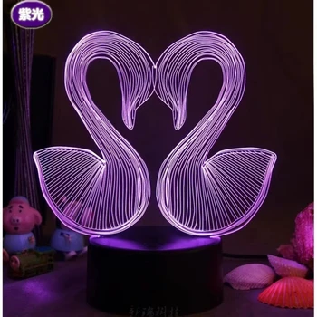 LED Yaratıcı 3D Kuğu Dokunmatik Uzaktan Kumanda Gece Lambası Kız Sevimli Romantik Renkli Masa Lambası Ev Yatak Odası Başucu Atmosfer Lambası