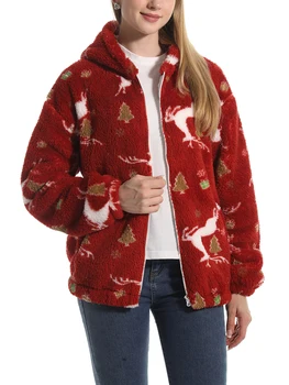 Kadın Kış Sıcak Ceket Rahat Sevimli Hoodie Kazak Zip Hırka Dış Giyim için Cepler ile Loungewear