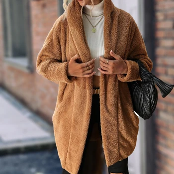 2022 Yeni Oyuncak Kaşmir Polar Uzun Kollu Hırka Ceket kadın Rahat Uzun Kalınlaşmak Sıcak Sonbahar ve Kış Ceket Streetwear