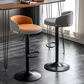 Ofis Tasarımcısı Bar Sandalyeleri Yüksek Lüks Döner Yüksekliği Ayarlanabilir Modern Bar Sandalyeleri Vanity Berber Sillas Bar Mobilya Bar XY50BC