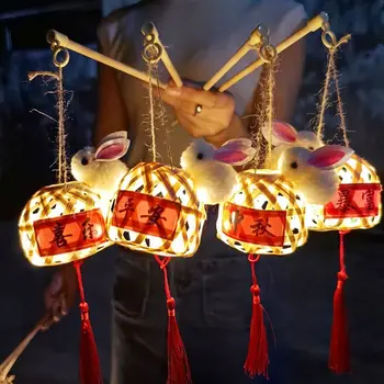 Çin Tarzı Fener Bambu led ışık Parlayan Fener El Yapımı Sonbahar Ortası Festivali çocuk Taşınabilir fenerler Ev Dekorasyon