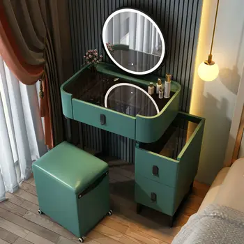 Cam Tuvalet masası Yatak Odası Soyunma depolama dolabı makyaj masası Ev Mobilyaları Yatak Odası Şifoniyer makyaj masası Ayna ile