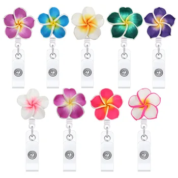 1 adet Çiçek Şekli Rozet Makara Tutucu Geri Çekilebilir KİMLİK Kartı Rozeti Klip Ofis Çalışanı Hemşire Malzemeleri Adı Etiketi Rozeti Makaraları