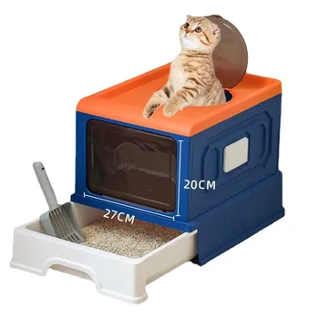 Kedi kum kabı Büyük Uzay Katlanabilir Kediler Yatak Örtüleri Büyük Tepsi evcil hayvan tuvaleti Çekmece Tipi Katlanabilir Kedi Tuvalet Kitty kum kabı