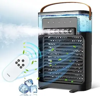 Klimalar Fan, Kişisel Evaporatif Hava Soğutucu, Ultra Sessiz Mini Hava Soğutma Fanı Doğal Rüzgar Fonksiyonu ile, 5 Serin Sis