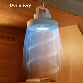 Açık Kamp Hava Soğutucu Fan ile LED Lamba Uzaktan Kumanda USB Şarj Edilebilir tavan vantilatörü 3 Dişli Duvar Ventilador-Beyaz