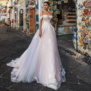 Tasarım Romantik Sevgiliye Boyun Lace Up A-Line düğün elbisesi 2023 Muhteşem Aplikler Mahkemesi Tren Prenses gelin kıyafeti Özelleştirmek