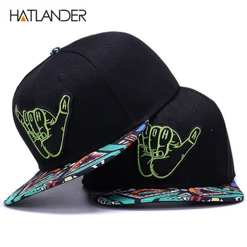 [HATLANDER]Marka Nakış Retro beyzbol kapaklar erkekler kadınlar için kemik snapbacks kenka siyah spor şapkaları sokak sanatı hip hop şapka şapka