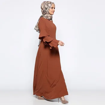 Wepbel Ramazan Parti Müslüman Elbise Abaya O-Boyun Fırfır Kollu Uzun Kollu islami elbise Arap müslüman uzun elbise Türkiye Kaftan Robe
