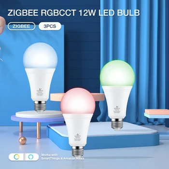 GLEDOPTO LED Ampul 12W ZIGBEE Hub APP / Ses Kontrolü RGBCCT Renkli ampul ışık AC100-240V Kısılabilir Parlaklık Ev Aydınlatma Dekor