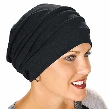 2022 Yeni Elastik Pamuk Türban Şapka Düz Renk Kadın Sıcak Kış Başörtüsü Kaput İç Hicap Kap Müslüman Başörtüsü Femme Wrap Kafa