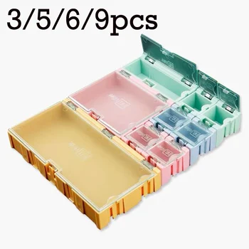 3/5/6/9 adet SMD SMT IC Elektronik Komponent Mini saklama kutusu Direnç Kapasite Konteyner Kutusu Küçük Bileşen Alet Çantası