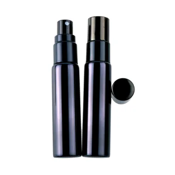 Küçük Kozmetik Basın pompa şişesi Cam Astar Siyah Lucifuge Parfüm Doldurulabilir Şişe Elektrolizle 10 ML Sprey Şişeleri 50 adet / grup