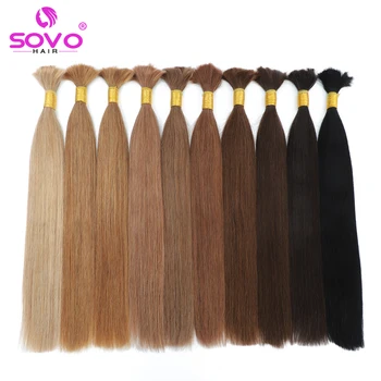 SOVO 100 % İnsan Saç Toplu Brezilyalı Bakire Remy Düz 100g Demetleri doğal örgü saç peruk sarı saç uzantıları