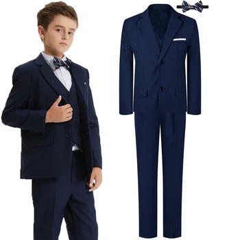 Takım elbise Çocuklar için Erkek Düğün Resmi Kıyafet Seti Çocuk Beyefendi Yüzük Taşıyıcı Giysiler Yapmak Smokin Yelek + Pantolon + Blazer 3 ADET