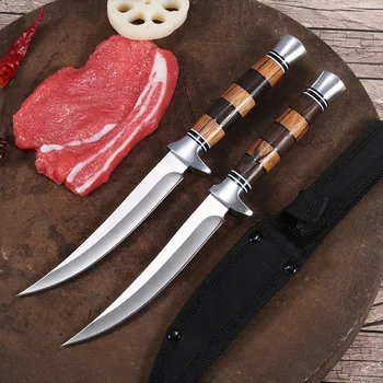 6 inç kemiksi saplı bıçak Lazer şam Bıçak Açık Bıçak Ahşap Saplı Mutfak Bıçağı Açık av bıçağı Kamp Survival Bıçaklar