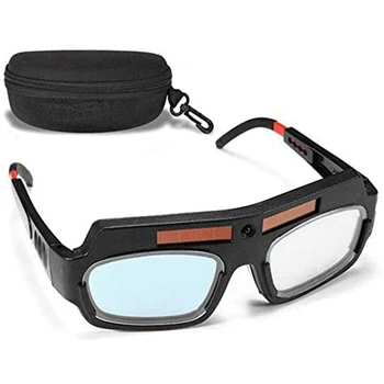 4X Güneş Enerjili Otomatik Kararan Kaynak Maskesi Kask Gözlük Kaynakçı Gözlük Ark Anti-Şok Lens saklama kutusu