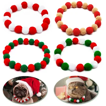 Noel Pet Köpek Gökkuşağı Peluş bilyalı kolye Yaka Pet Köpek Kedi papyon Kravatlar Köpek Bakım Aksesuarları