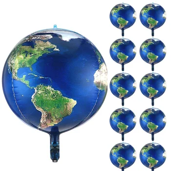 10 Adet 22 İnç dünya küresi Balonlar Dünya Haritası Folyo Balonlar Gezegen 4D Yuvarlak Doğum Günü Uzay Tema Dekor Öğretim Malzemeleri