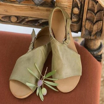 Plaj Düz Toka Gladyatör Yaz Bayanlar Moda Burnu açık Kadın Açık Sandalet Roma Ayakkabı Kadın Rahat Peep Toe Sandalias
