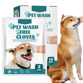 Pet Banyo Hiçbir Durulama Eldiven Yumuşak Köpek Hiçbir Durulama Silin Eldiven 10 pcs Köpek Silin Eldiven Eller-Ücretsiz Mühürlü Paket Hiçbir Temizlik Kaldırmak