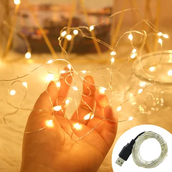 LED dize ışıkları USB bakır tel Garland peri ışıkları açık su geçirmez noel düğün parti için ev odası süslemeleri