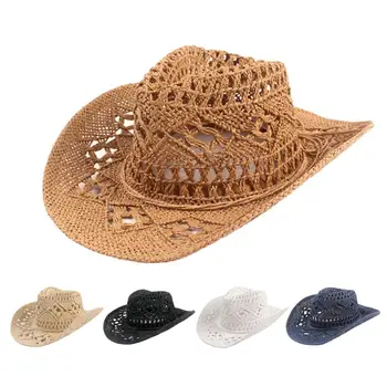 Kovboy şapkası Klasik Vintage Hollow Out Unisex Kıvrılmış Kenar Geniş Ağız Erkekler güneş şapkası balıkçı şapkası Açık Seyahat Plaj Var Güneşlik Kap